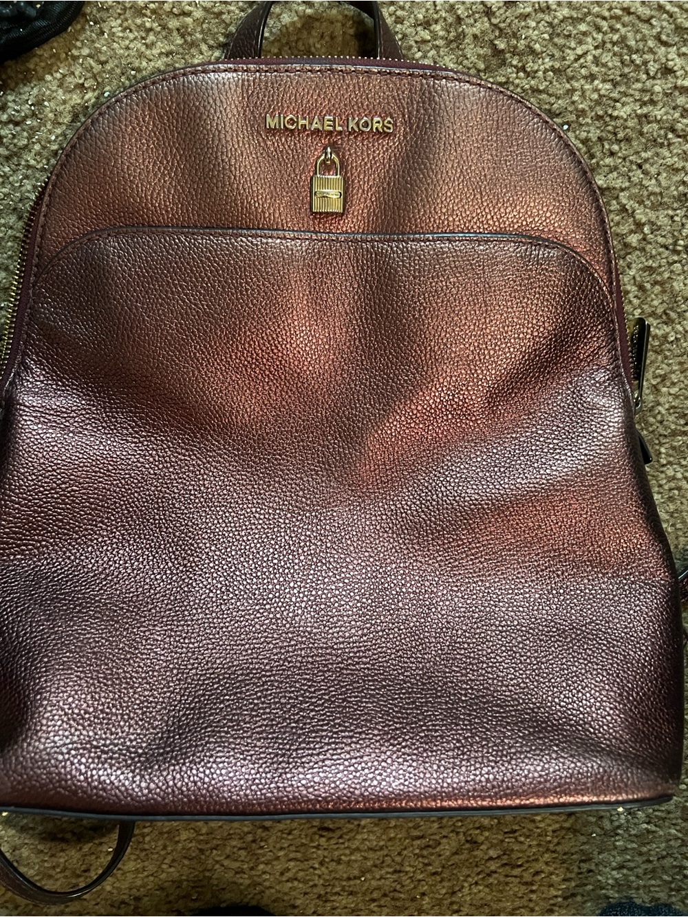 Michael Kors Metallic Copper Leather Backpack with Gold Hardware
